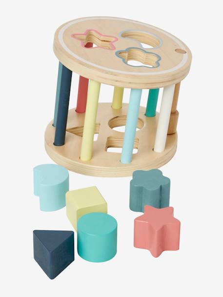 Caixa com formas cilíndricas, em madeira FSC® multicolor 