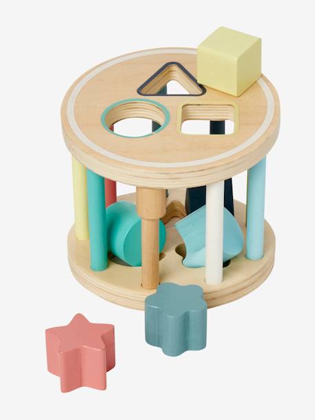 Caixa com formas cilíndricas Montessori, em madeira FSC® multicolor 