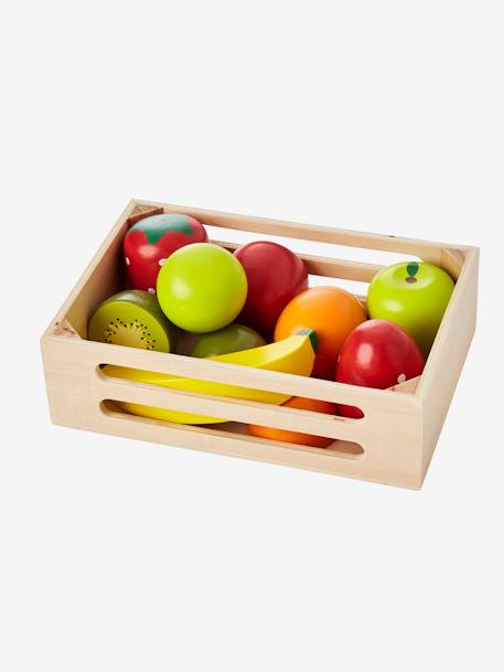 Caixa de frutas em madeira multicolor 