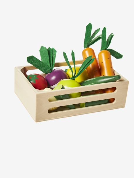 Caixa de legumes em madeira multicolor 