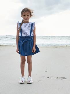 Menina 2-14 anos-Vestidos-Conjunto t-shirt às riscas + saia em gaze de algodão, para menina