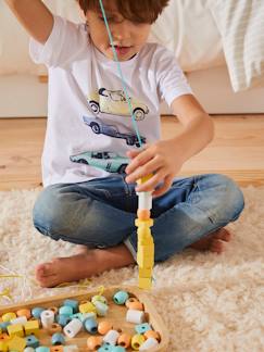 Brinquedos-Atividades artísticas-Missangas, moda e conjuntos criativos-Balde com peças grossas em madeira