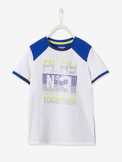 T-shirt de desporto bicolor em matéria técnica com detalhes efeito píxel, para menino