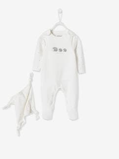 Preparar a chegada do bebé - Mala de Maternidade-Bebé 0-36 meses-Conjuntos-Conjunto macacão + body + boneco doudou, em algodão bio, para recém-nascido