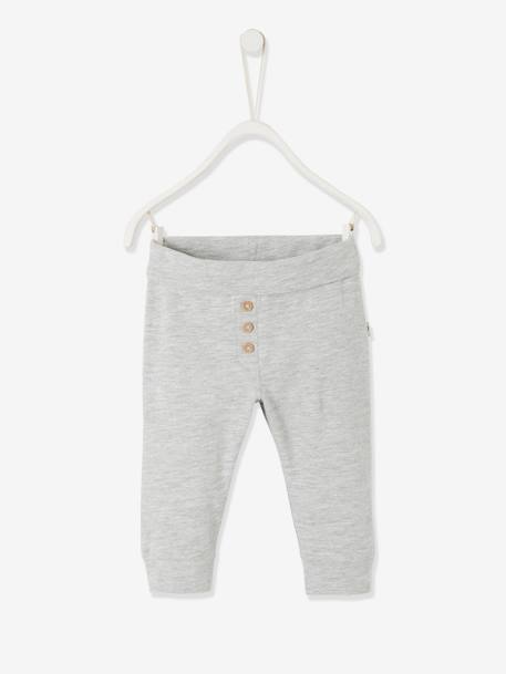 Calças tipo leggings em algodão bio, para bebé CINZENTO CLARO LISO 