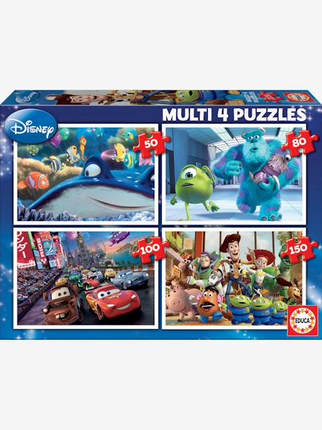 Lote de 4 puzzles progressivos, de 50 a 150 peças, Multi 4 Disney® Pixar, da EDUCA AZUL ESCURO LISO COM MOTIVO 