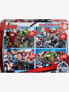 Lote de 4 puzzles progressivos de 50 a 150 peças Multi 4 Marvel® Os Vingadores, da EDUCA