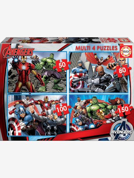 Lote de 4 puzzles progressivos de 50 a 150 peças Multi 4 Marvel® Os Vingadores, da EDUCA multicolor 