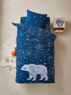 Seleção Urso-Têxtil-lar e Decoração-Roupa de cama criança-Conjunto capa de edredon com detalhes fosforescentes + fronha de almofada para criança, tema Urso Polar