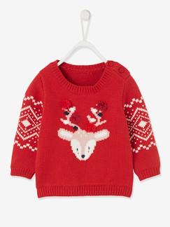 Bebé 0-36 meses-Camisolas, casacos de malha, sweats-Camisola de Natal unissexo, com rena, para bebé
