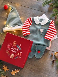 Conjunto de Natal unissexo, pijama + gorro, para bebé