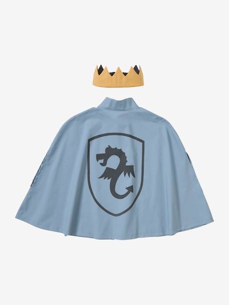 Disfarce de Cavaleiro com capa + coroa azul-esverdeado 