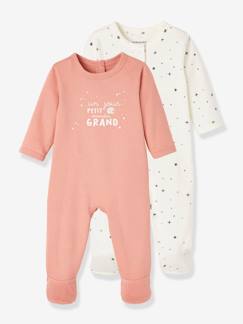 -Lote de 2 pijamas, em algodão bio, para recém-nascido