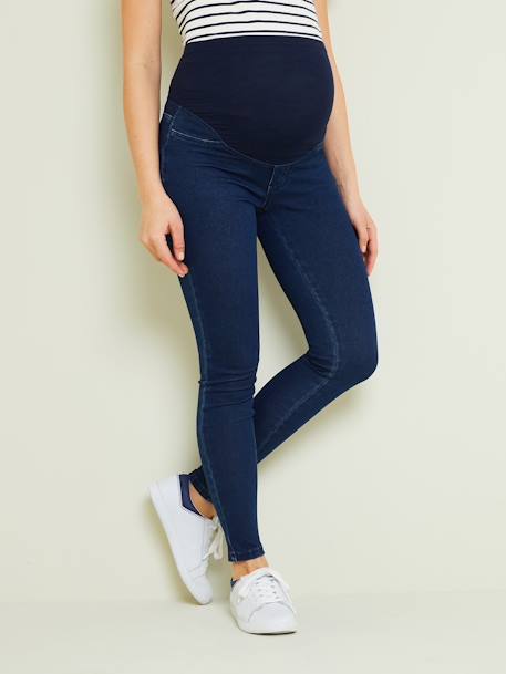 Treggings efeito jeans, sem costuras, para grávida AZUL CLARO LISO+AZUL ESCURO LISO+CINZENTO ESCURO LISO 