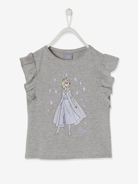 T-shirt Frozen®, com folhos, para criança CINZENTO MEDIO MESCLADO 
