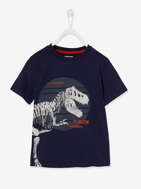 T-shirt com dinossauro grande, para menino AZUL VIVO LISO COM MOTIVO+verde-menta 