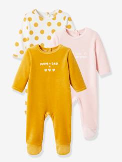 Bebé 0-36 meses-Pijamas, babygrows-Lote de 3 pijamas em veludo, para bebé