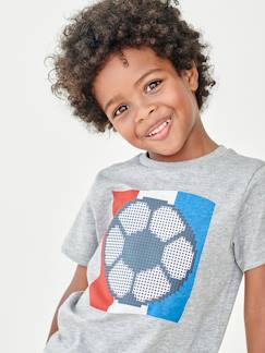 T-shirt de futebol, com bola em relevo, para menino