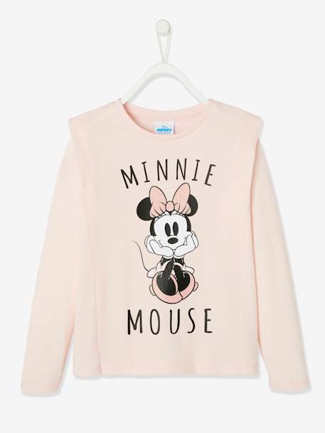 Camisola Minnie® da Disney, de mangas compridas, para criança ROSA CLARO LISO COM MOTIVO 