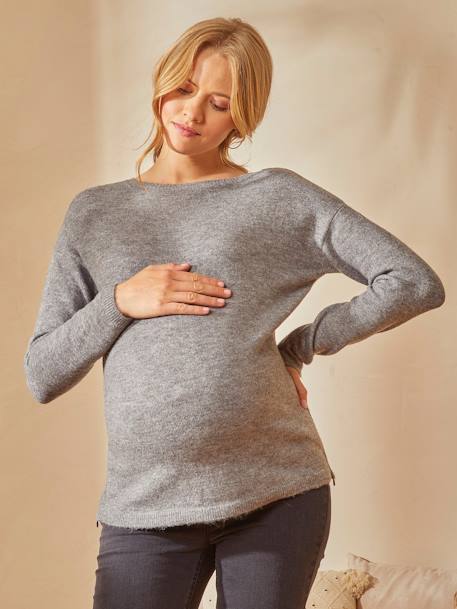 Camisola frente/trás, especial gravidez e amamentação CINZENTO ESCURO LISO+ROSA CLARO LISO 