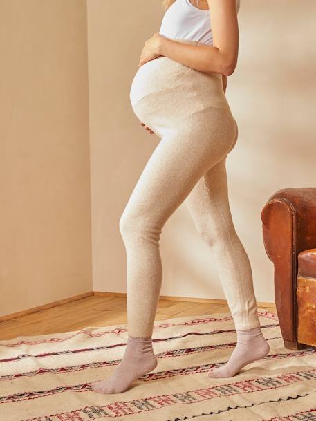 Calças justas, especial gravidez e pós-gravidez BEGE ESCURO LISO 