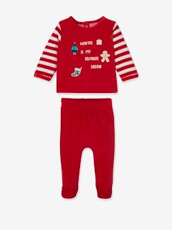 Pijama de 2 peças em veludo, especial Natal, para bebé