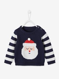 O brilho do Natal-Bebé 0-36 meses-Camisolas, casacos de malha, sweats-Camisola Pai Natal em malha, para bebé