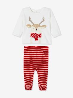 Pijama de Natal, 2 peças em veludo, para bebé
