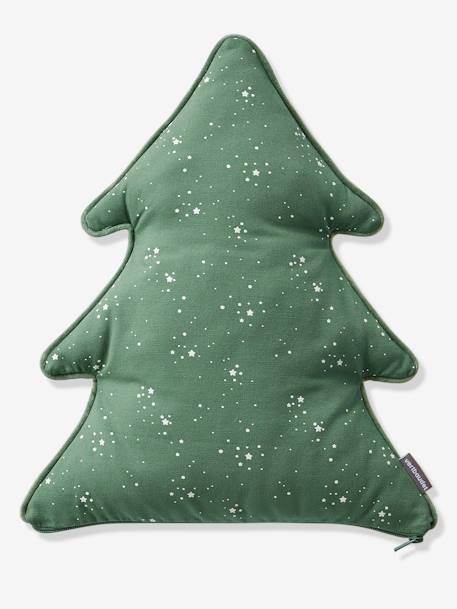 Almofada personalizável em forma de árvore de Natal VERDE ESCURO LISO COM MOTIVO 