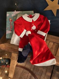 -Conjunto presente de Natal para bebé: pijama em veludo + gorro