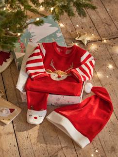O brilho do Natal-Bebé 0-36 meses-Pijamas, babygrows-Conjunto presente de Natal para bebé: pijama em veludo + gorro