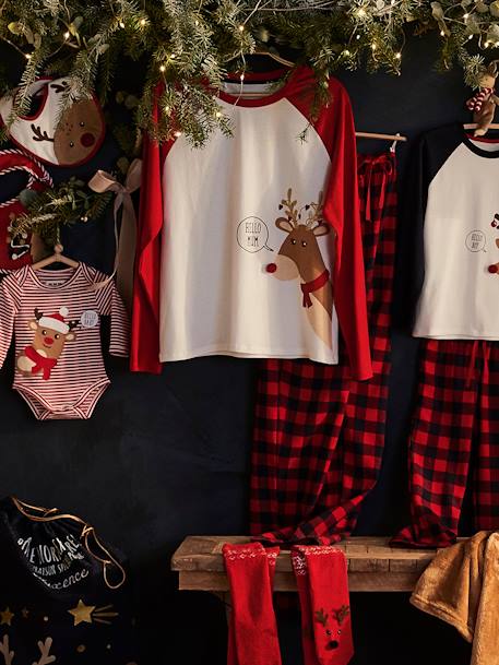 Pijama de mulher, especial Natal, coleção cápsula família BEGE CLARO LISO COM MOTIVO 
