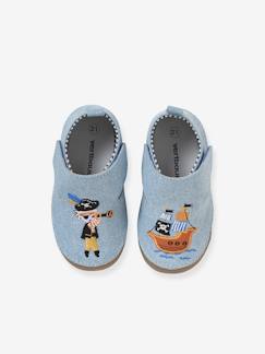 Calçado-Calçado bebé (16-26)-Sapatinhos, pantufas -Sapatinhos com barra autoaderente, em tecido de ganga, para bebé menino