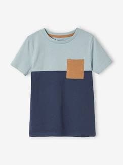Menino 2-14 anos-T-shirt coloblock de mangas curtas, para menino