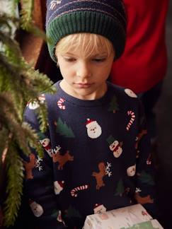 Menino 2-14 anos-Camisolas, casacos de malha, sweats-Camisolas malha-Camisola jacquard de Natal, com motivos lúdicos, para menino