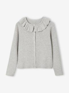 Menina 2-14 anos-Camisolas, casacos de malha, sweats-Casacos malha-Casaco curto com gola larga, para menina