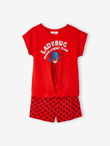 Pijama Miraculous®: As Aventuras de Ladybug, para menina VERMELHO VIVO LISO COM MOTIVO 