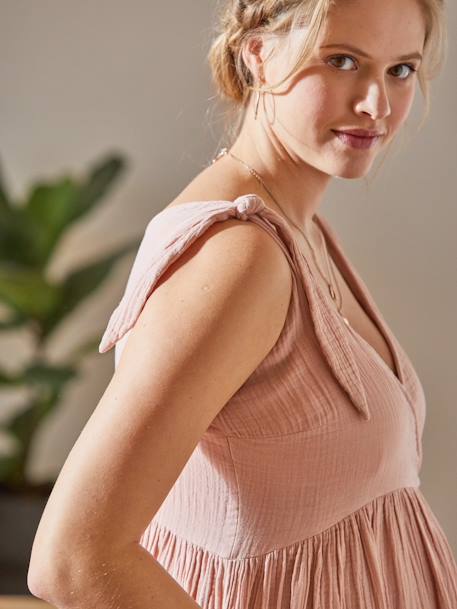 Vestido curto em gaze de algodão, especial gravidez e amamentação-Roupa  grávida-Vertbaudet