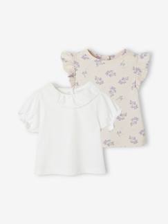 Bebé 0-36 meses-T-shirts-T-shirts-Lote de 2 t-shirts românticas de mangas curtas, para bebé