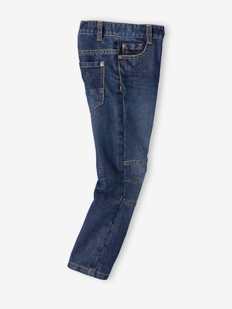 Jeans direitos Morfológicos e indestrutíveis, para menino, medida das ancas Larga AZUL ESCURO LISO 