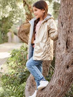 Menina 2-14 anos-Casacos, blusões-Impermeáveis, trenches-Corta-vento reversível, com capuz, enchimento em poliéster reciclado, para menina