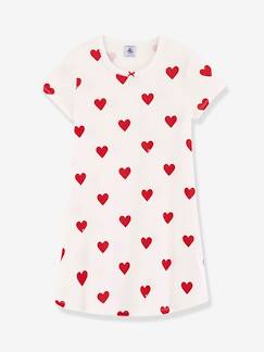 Menina 2-14 anos-Camisa de dormir "corações", para criança, em algodão biológico, da Petit Bateau