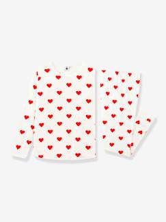 Menina 2-14 anos-Pijamas-Pijama coração, de mangas compridas, para criança, em algodão biológico, da Petit Bateau