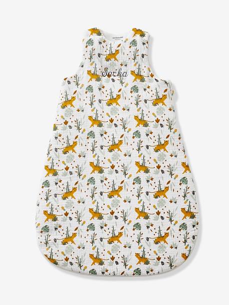 Saco de bebé personalizável, em gaze de algodão, tema Hanói BRANCO CLARO ESTAMPADO 