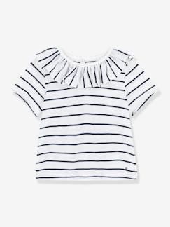 Bebé 0-36 meses-Blusa às riscas, de mangas curtas, em jersey, para bebé, Petit Bateau