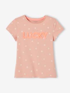 Menina 2-14 anos-T-shirt com flores estampadas, para menina