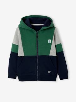 Menino 2-14 anos-Camisolas, casacos de malha, sweats-Casaco colorblock de desporto, com fecho, para menino
