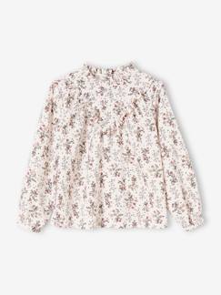 Cyber Monday-Menina 2-14 anos-Blusas, camisas-Blusa com gola subida, flores estampadas, para menina