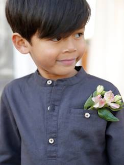 Menino 2-14 anos-Camisa em linho/algodão, gola mao, mangas compridas, para menino