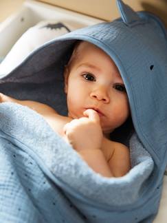 Bebé 0-36 meses-Capa de banho + luva de banho para bebé, em gaze de algodão, tema Pequeno Dinossauro
